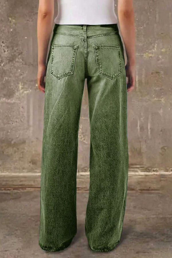 Stylish Casual Pocket Loose Straight Leg Jeans