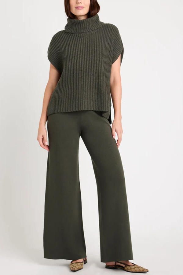 Comfortable and Luxe Knit TurtleNeck Cap Sleeves Lightweight Sweater-consonak