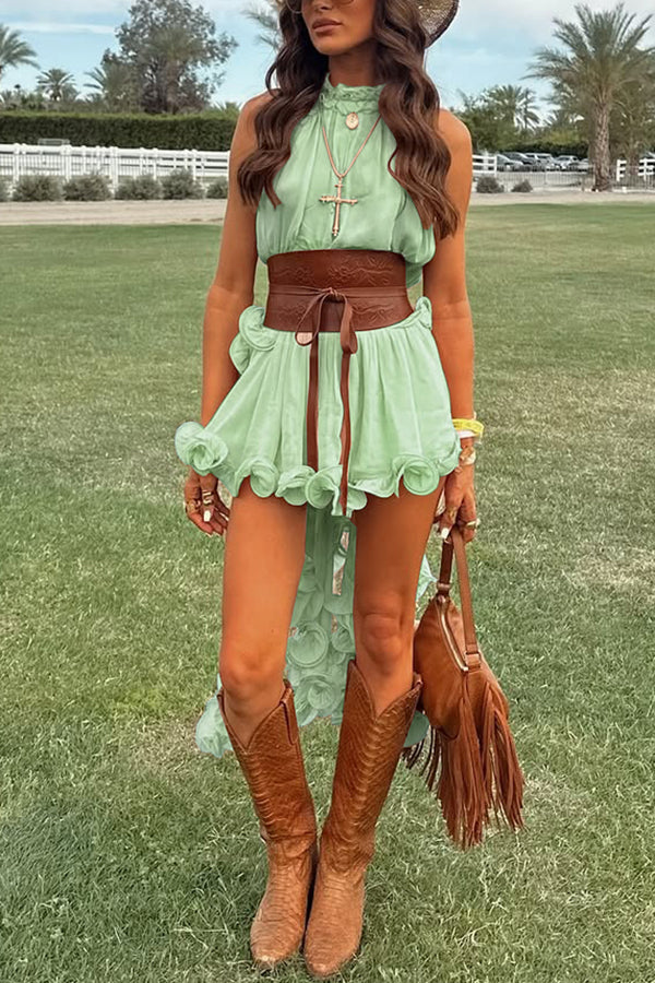 Romantic Drama Chiffon Wavy Ruffles Elastic Waist Loose Shorts-consonak