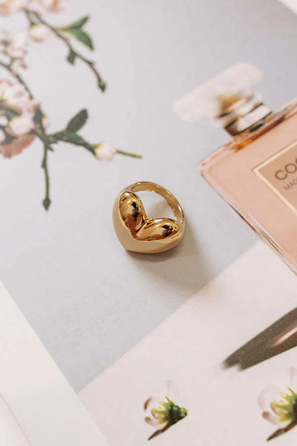 Simple Heart-shaped Metal Texture Ring-consonak