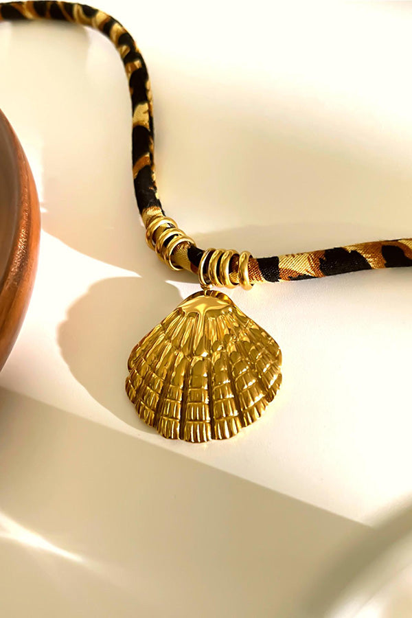 Leopard Print Velvet Rope Design Stainless Steel Necklace | Consonak