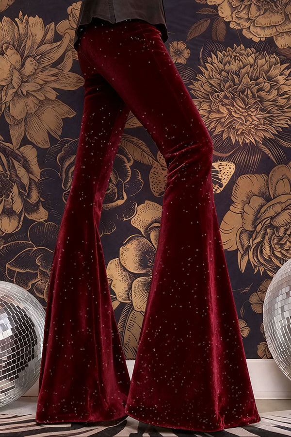 Stylish Velvet High-waisted Draped Casual Flared Pants-consonak