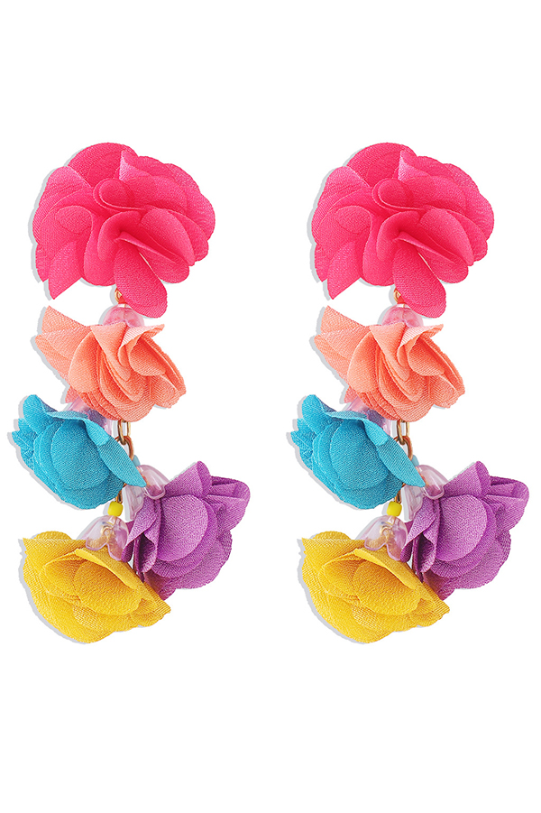 Bohemian Ethnic Style Colorful Flower Tassel Earrings-consonak