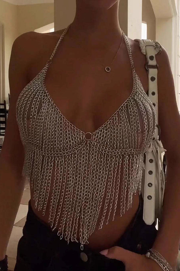 Tassel Vest Top Chain Bra Chest Chain-consonak