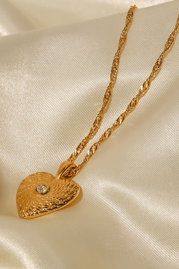 Vintage Stainless Steel Zircon Love Pendant-consonak