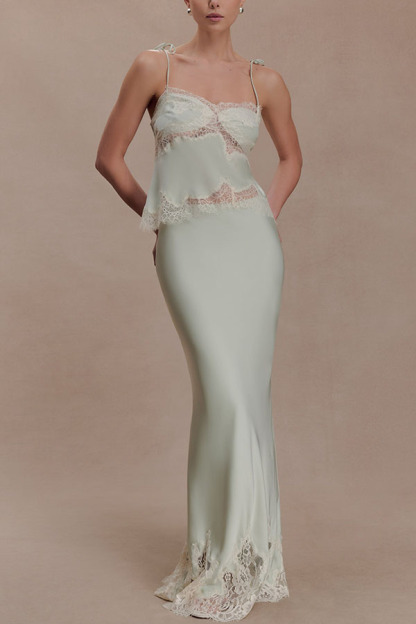 Nina Satin Lace Detail Thin Tie Up Straps Loose Tank-consonak