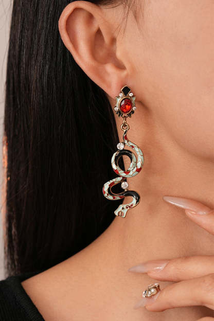 Fashionable Colorful Oil-drop Snake-shaped Gemstone Earrings-consonak