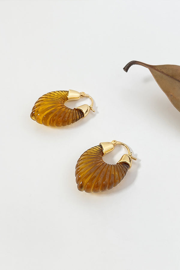 Fashion Candy-colored Glass-feel Striped Small Wing Earrings-consonak