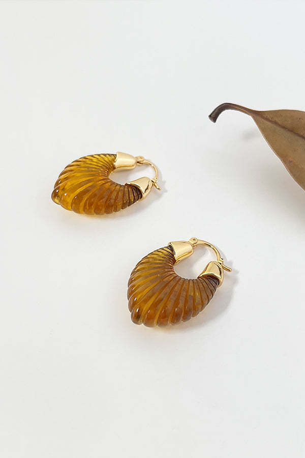 Fashion Candy-colored Glass-feel Striped Small Wing Earrings-consonak