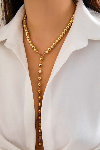 Vintage Beaded Chain Tassel Necklace-consonak