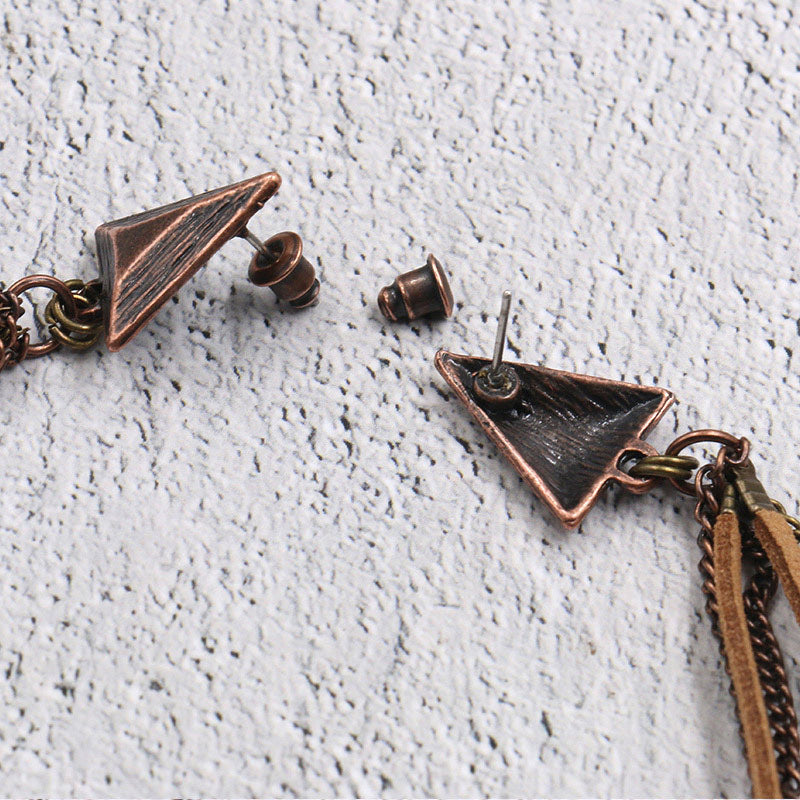 Retro Long Tassel Shell Leaf Earrings | Consonak