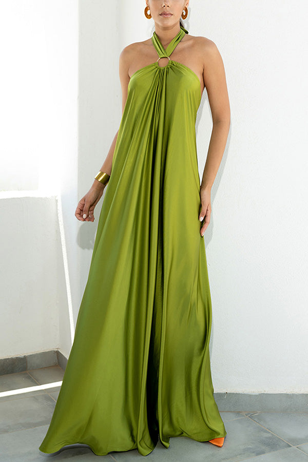 Classy and Fabulous Satin Halter Backless Party/Vocation Maxi Dress | Consonak