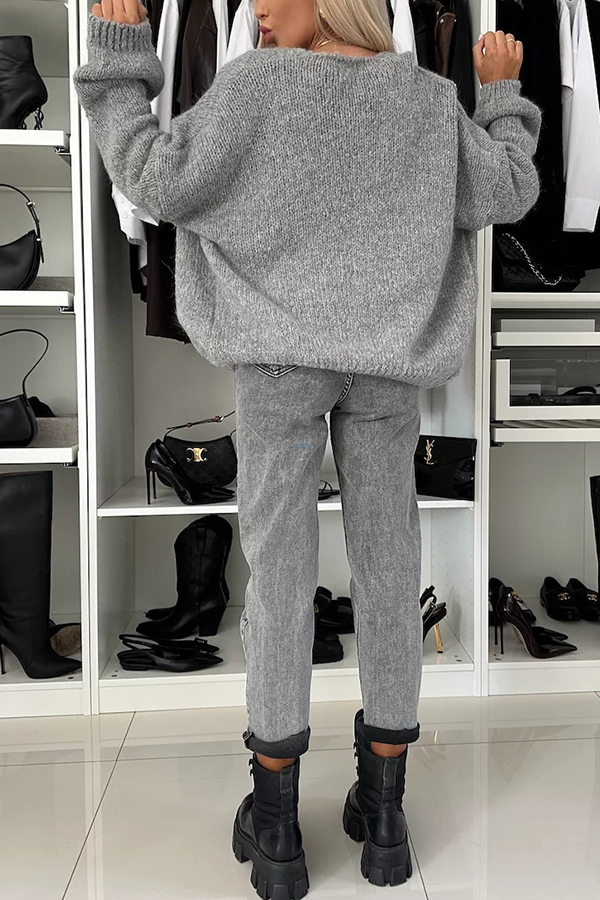 Explore Autumn Knit Open Front Long Balloon Sleeve Loose Cardigan-consonak