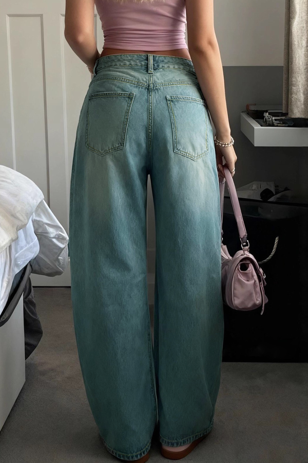 Stylish Casual Pockets Loose Wide-leg Jeans
