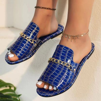 Casual Flat Beach Sandals with Chain Accessories-consonak