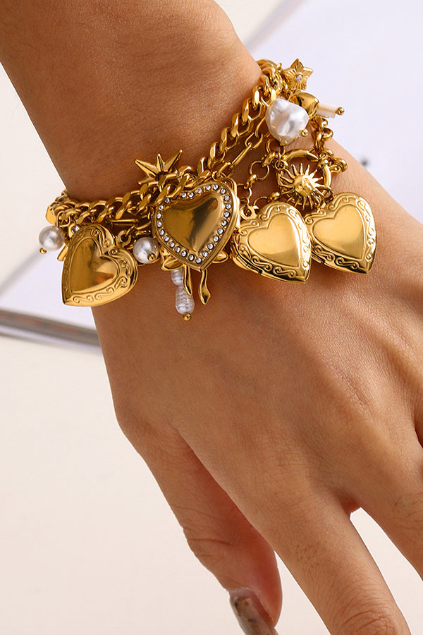 Fashionable Heart Shaped Embellished Bracelet-consonak
