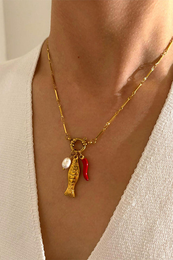 Fashion Koi Freshwater Pearl Necklace-consonak