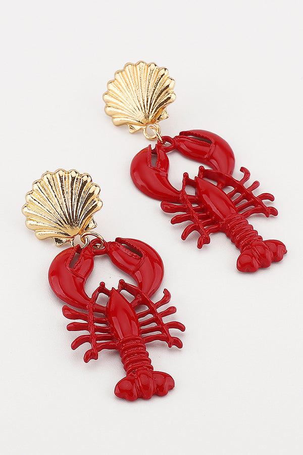 Fashion Lobster Holiday Earrings and Necklace-consonak