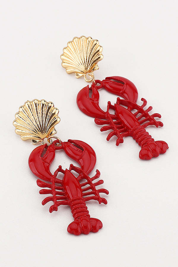 Fashion Lobster Holiday Earrings and Necklace-consonak