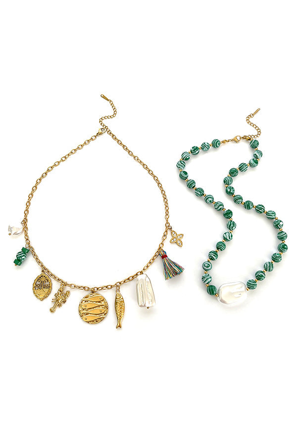 Bohemian Multi-pendant Beaded Necklace-Consonak