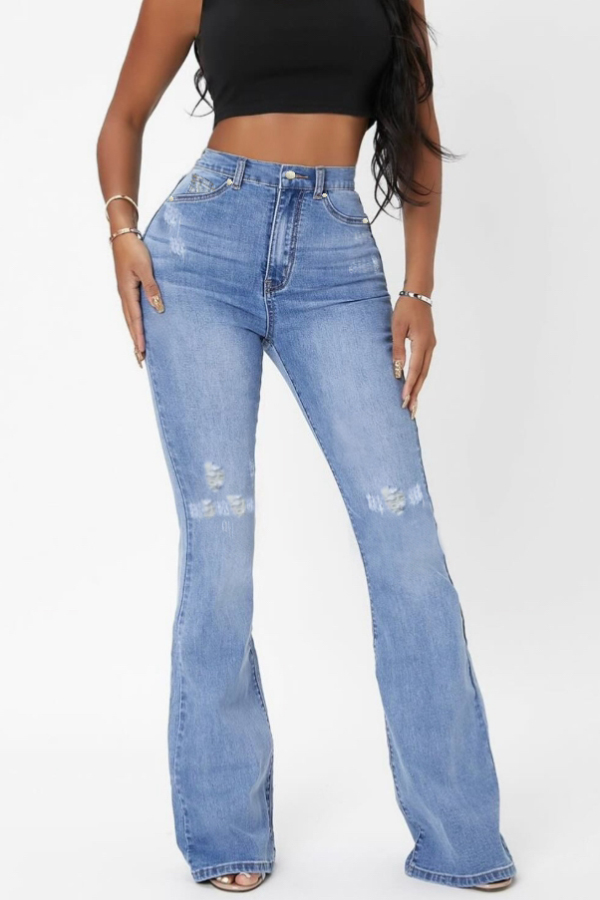 Stylish Pocket Casual Stretch Ripped Jeans