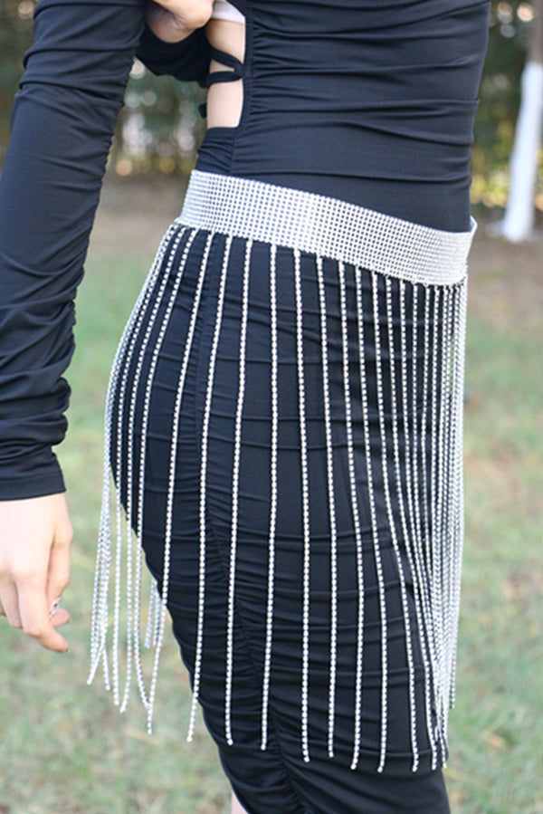 Fashionable Tassel Rhinestone Chain Waist Necklace-consonak