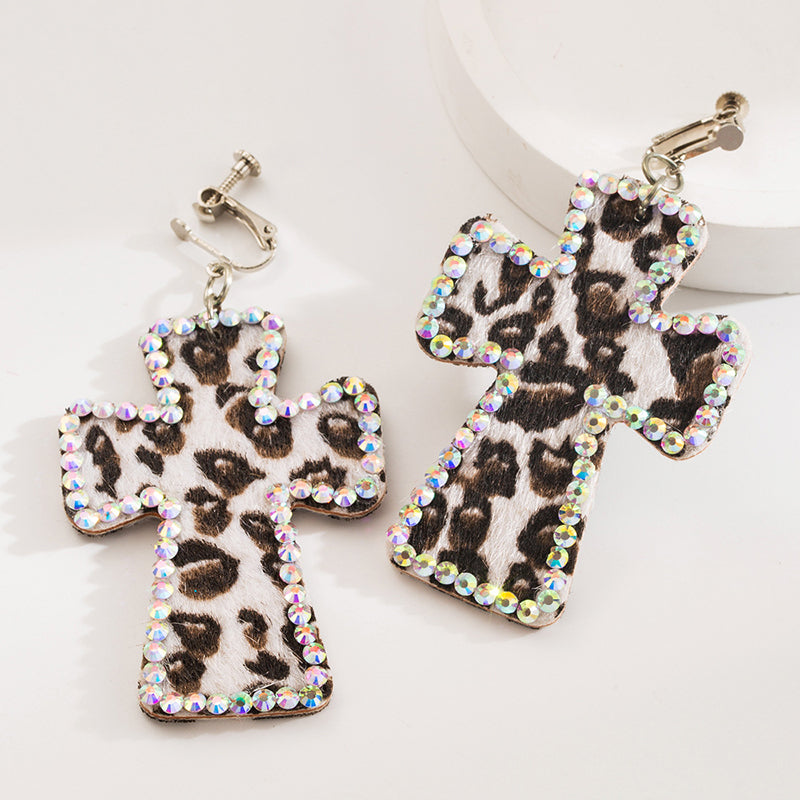 Exaggerated Cross Personality Leopard Print Earrings | Consonak
