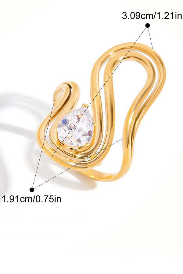 Elegant Zircon Geometric Titanium Steel Ring-consonak