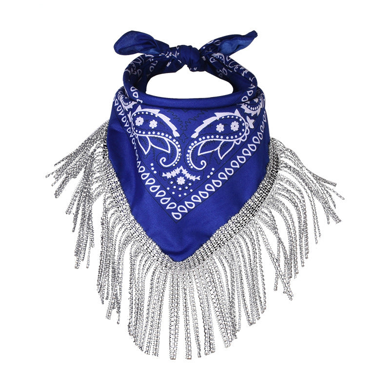 British Retro Diamond Tassel Square Scarf | Consonak