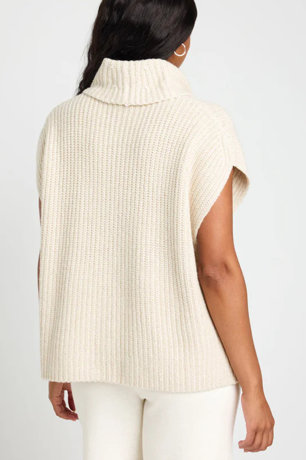 Comfortable and Luxe Knit TurtleNeck Cap Sleeves Lightweight Sweater-consonak