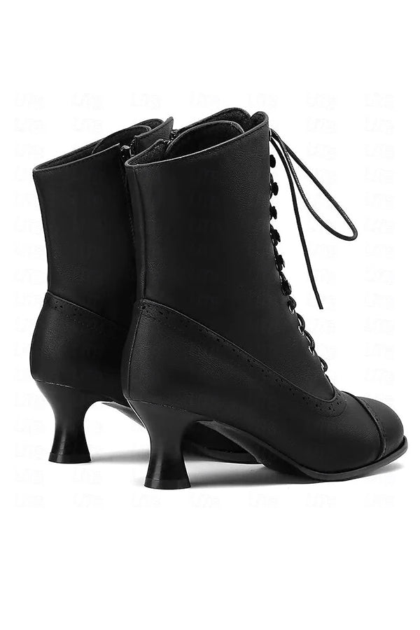 British Style Thick Heel Mid Calf Boots-consonak