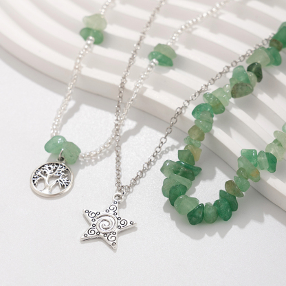 Ethnic Style Stacked Gravel Beaded Necklace-consonak