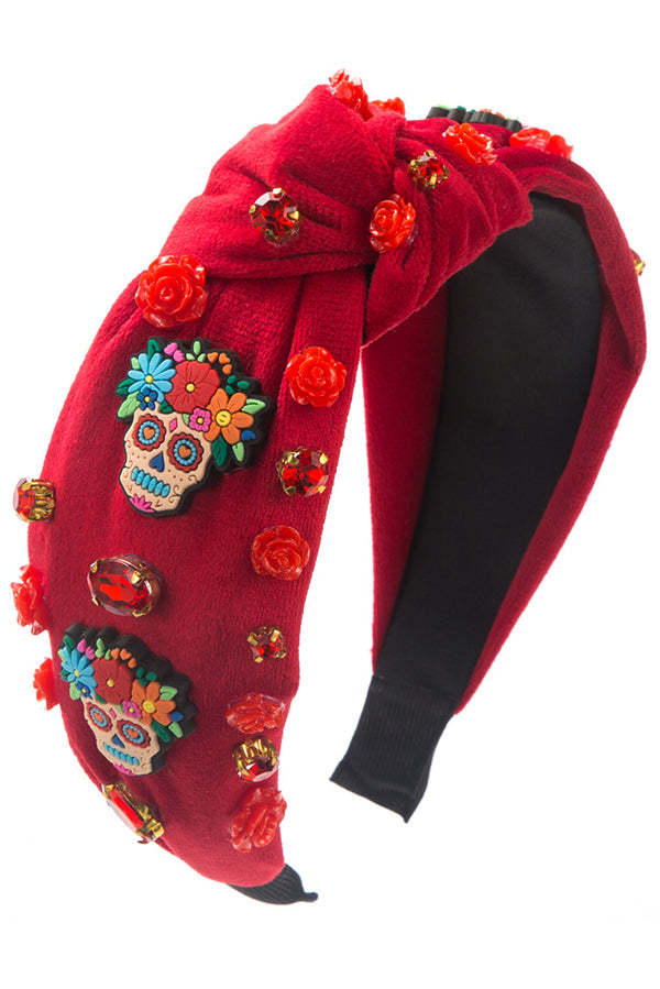 Halloween Fabric Rose Skull Rhinestone Hair Accessory-consonak
