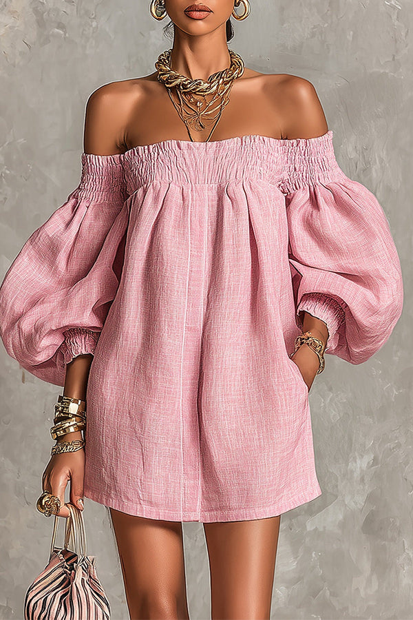 Sienna Lantern Sleeve Off-The-Shoulder Dress-Consonak