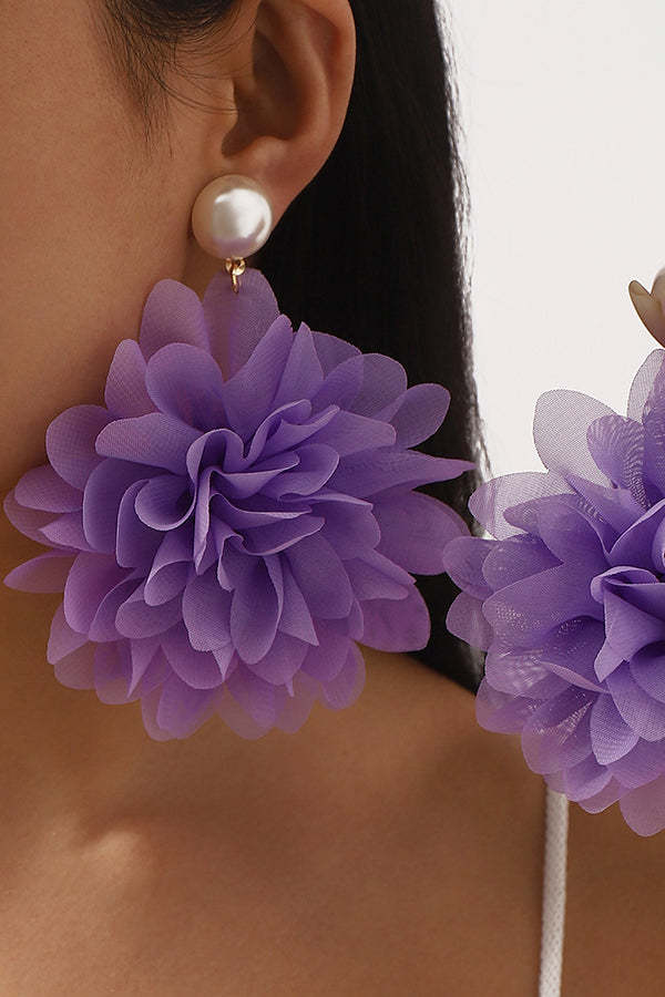 Fashion Holiday Fabric Floral Pearl Earrings-consonak