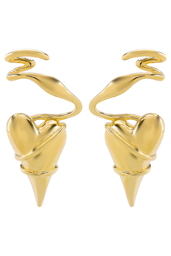 Fashionable Thorn-wrapped Heart Earrings-consonak