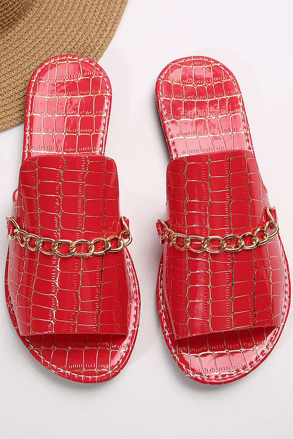 Casual Flat Beach Sandals with Chain Accessories-consonak