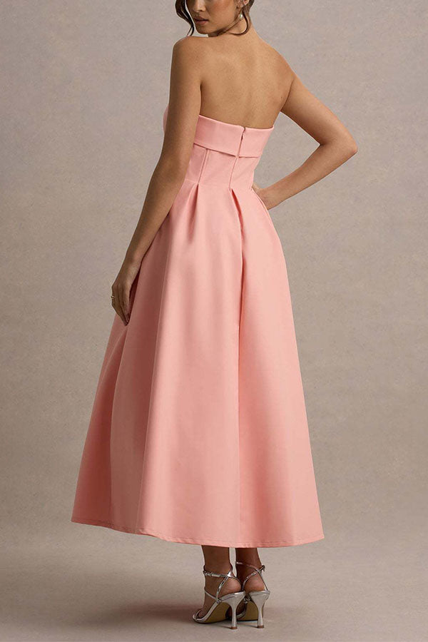 Celine Strapless Midi Dress-Consonak