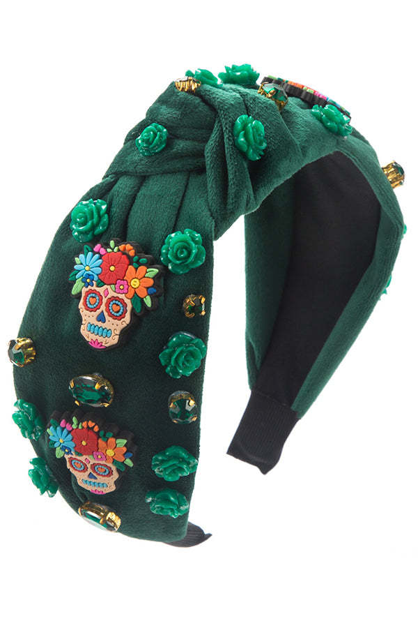 Halloween Fabric Rose Skull Rhinestone Hair Accessory-consonak