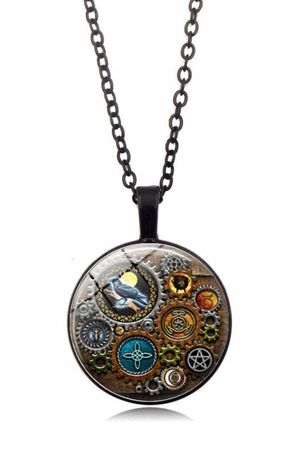 Steampunk Mechanical Time Gem Necklace-consonak