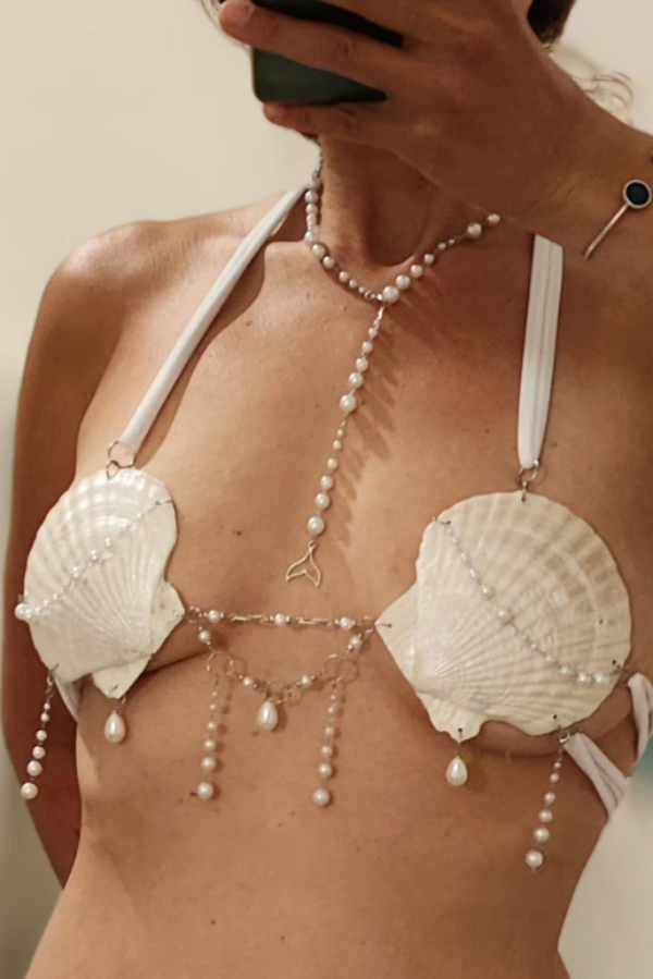 Resort-style Seashell Pearl Chest Chain and Waist Chain Set-consonak