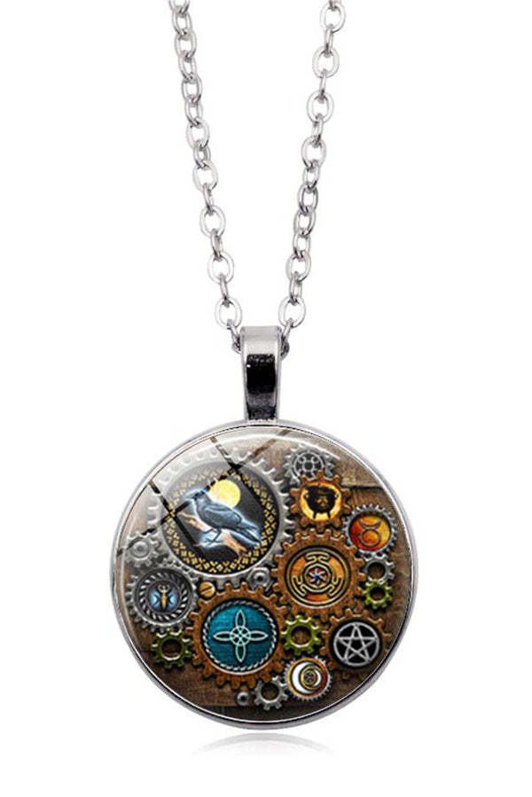 Steampunk Mechanical Time Gem Necklace-consonak