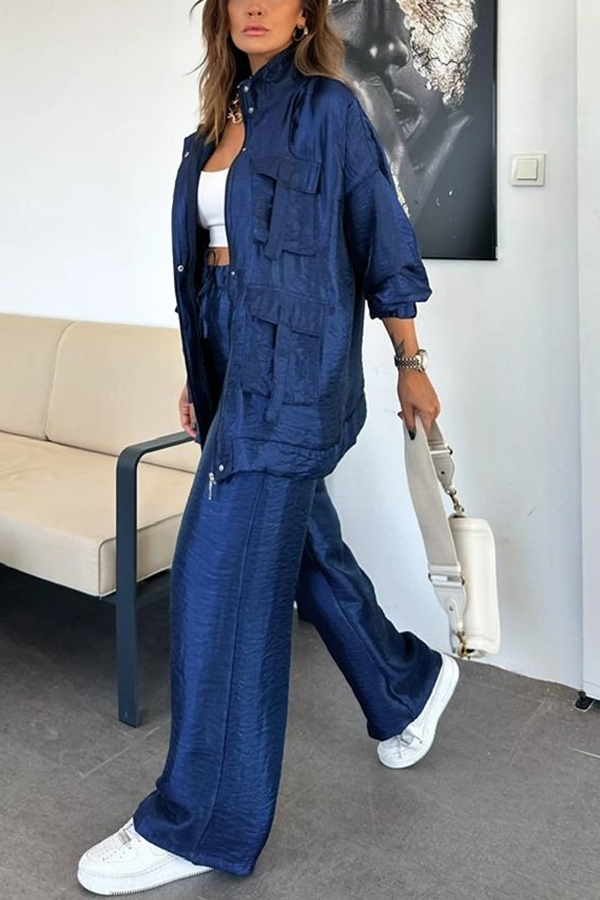 Easy on Me Metallic Fabric Elastic Waist Pocketed Wide Leg Pants-consonak