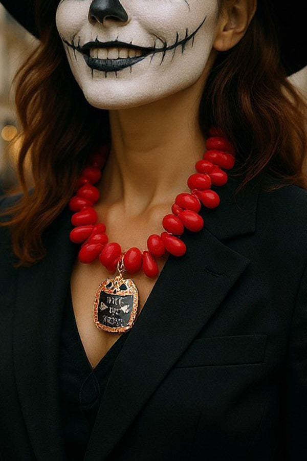 Halloween Simple Beaded Owl Pendant Necklace-consonak