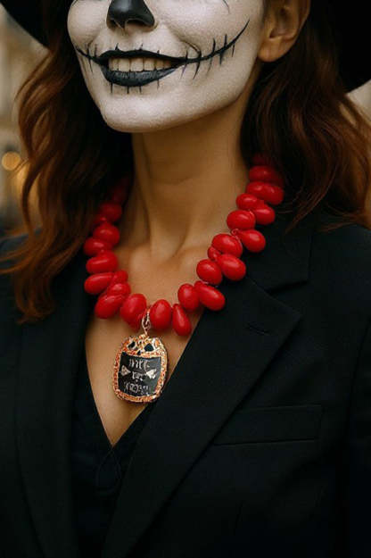 Halloween Simple Beaded Owl Pendant Necklace-consonak