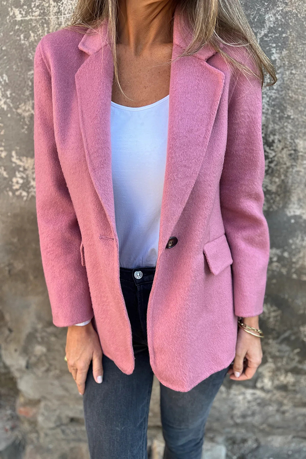 Daytime Perfection Faux Wool Lapel Button Relaxed Blazer-consonak