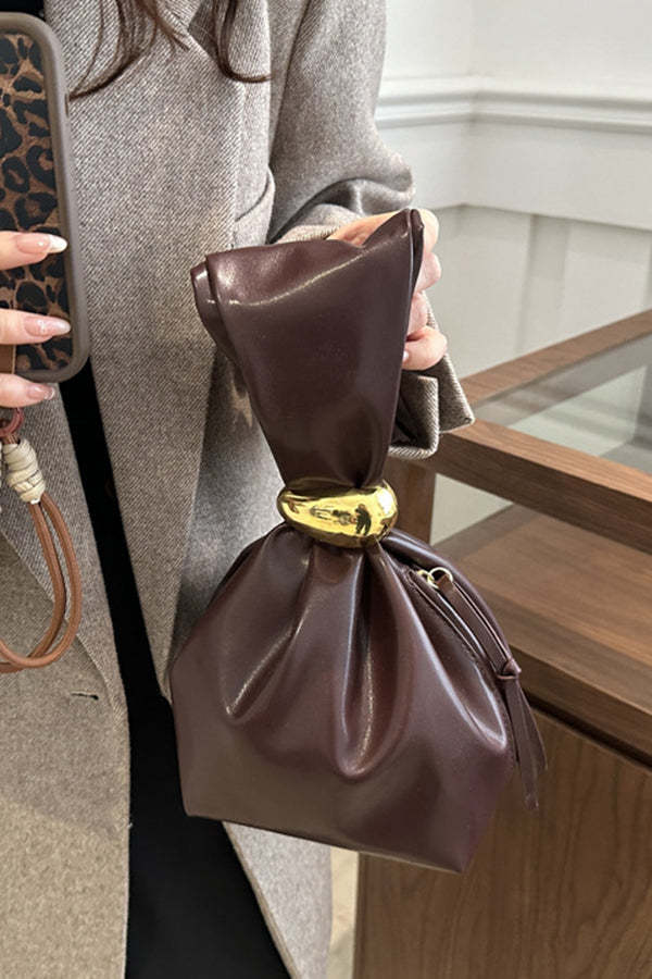 Retro Pleated Simple Bucket Bag-consonak