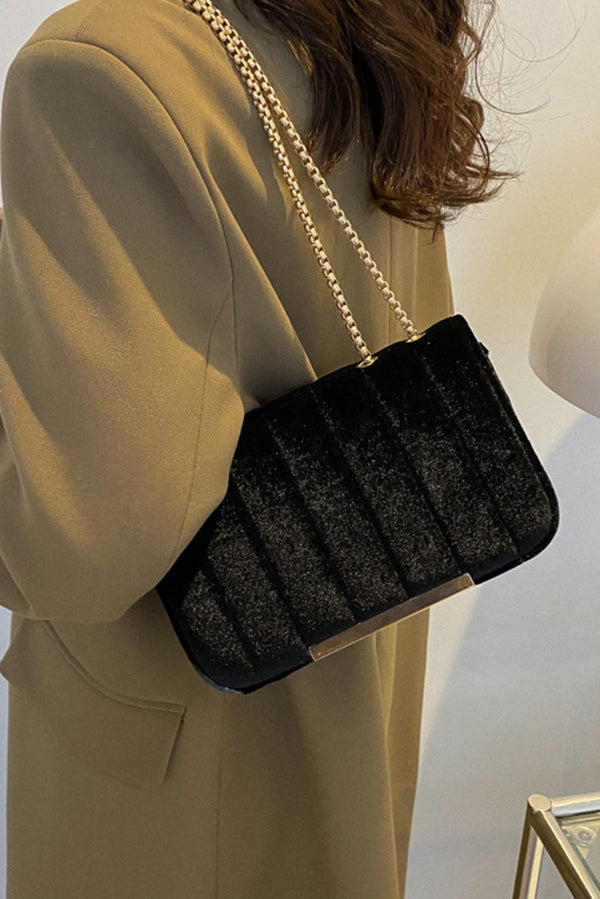 Fashionable Velvet Stylish Chain Simple Crossbody Bag-consonak
