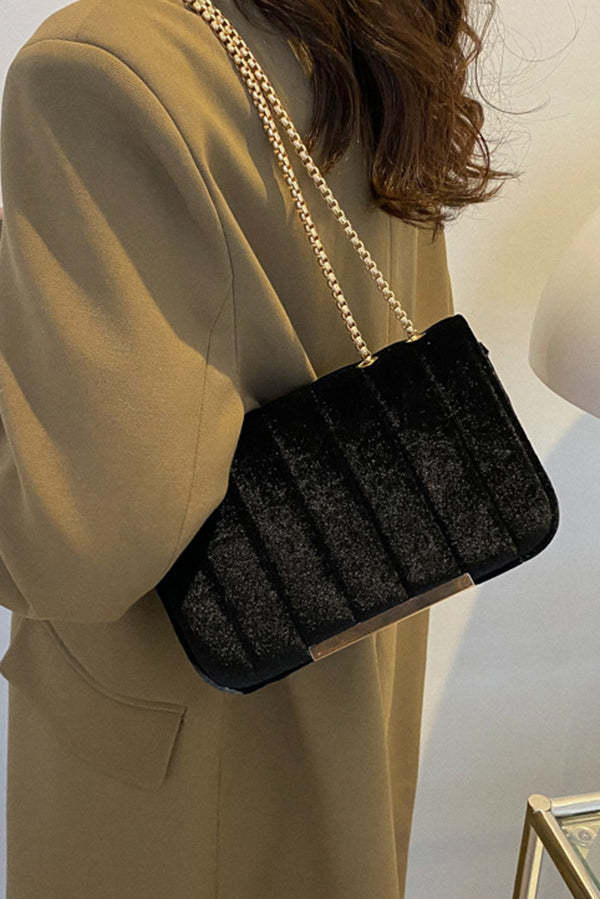 Fashionable Velvet Stylish Chain Simple Crossbody Bag-consonak