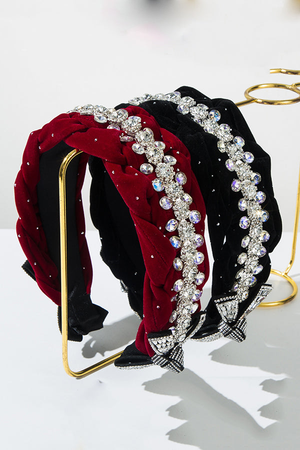 Light Luxury Starry Velvet Braided Diamond Headband-consonak